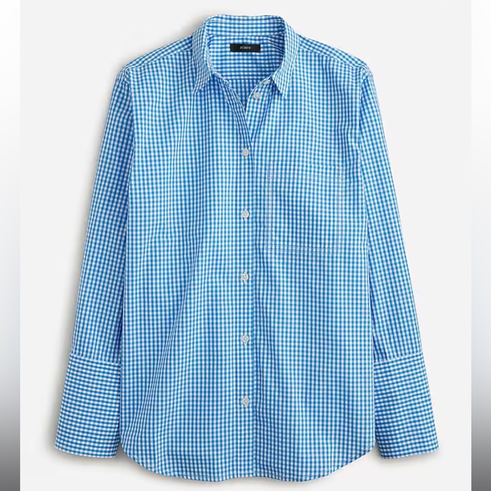 J. Crew garçon cotton poplin shirt in gingham (14, blue)